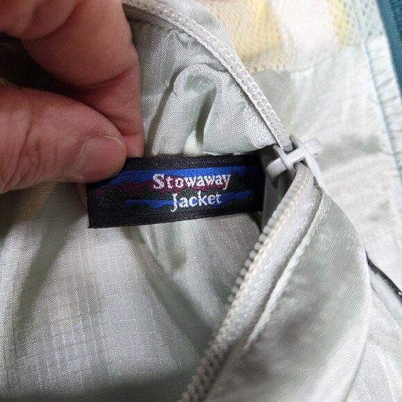 LL Bean Jacket Mens Large Tall Teal Green Stowaway Goretex Rain Coat Windbreaker - Picture 9 of 14